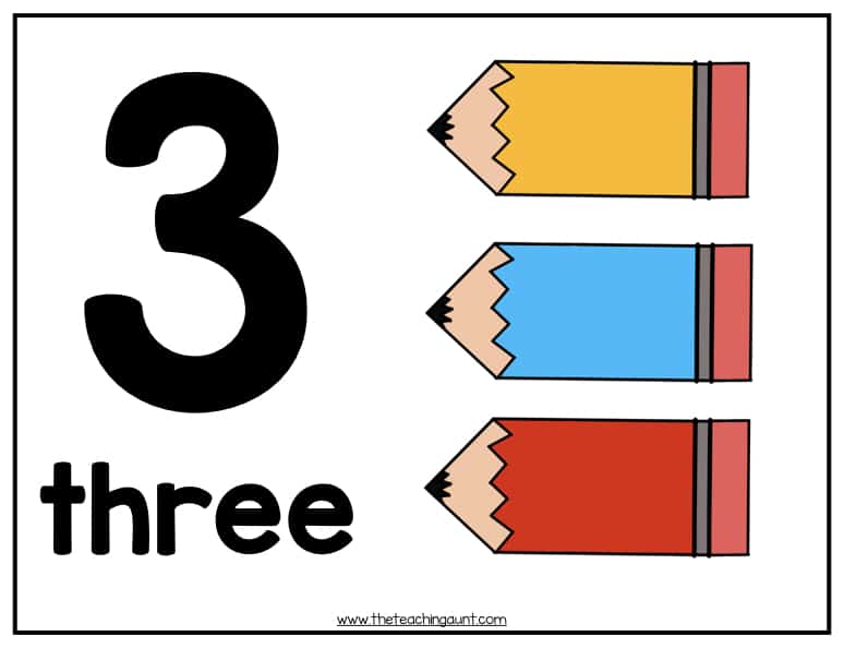 Numbers 1-10 Wall Cards Free Printable- The Teaching Aunt