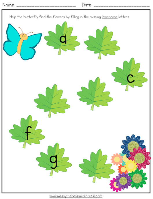 Butterfly-Themed Letter Sequencing Worksheets Free Printable from The Teaching Aunt
