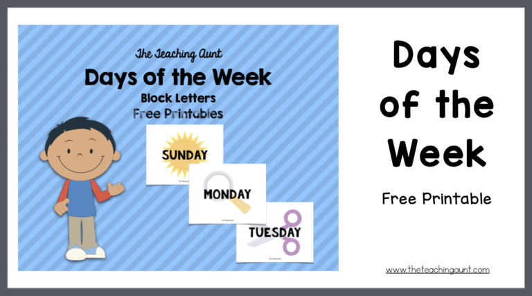 Days of the Week Free Printable from The Teaching Aunt