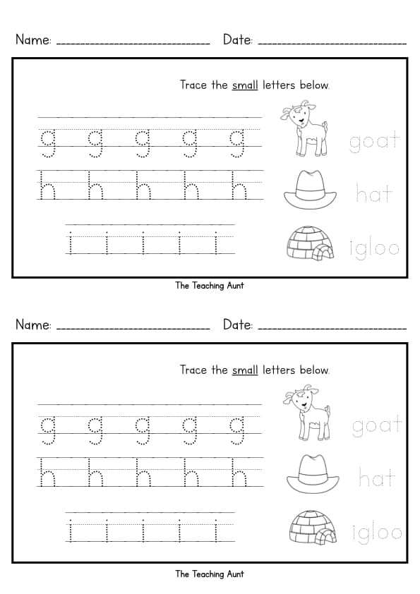 Lowercase Letters Tracing Worksheets Free Printable from The Teaching Aunt