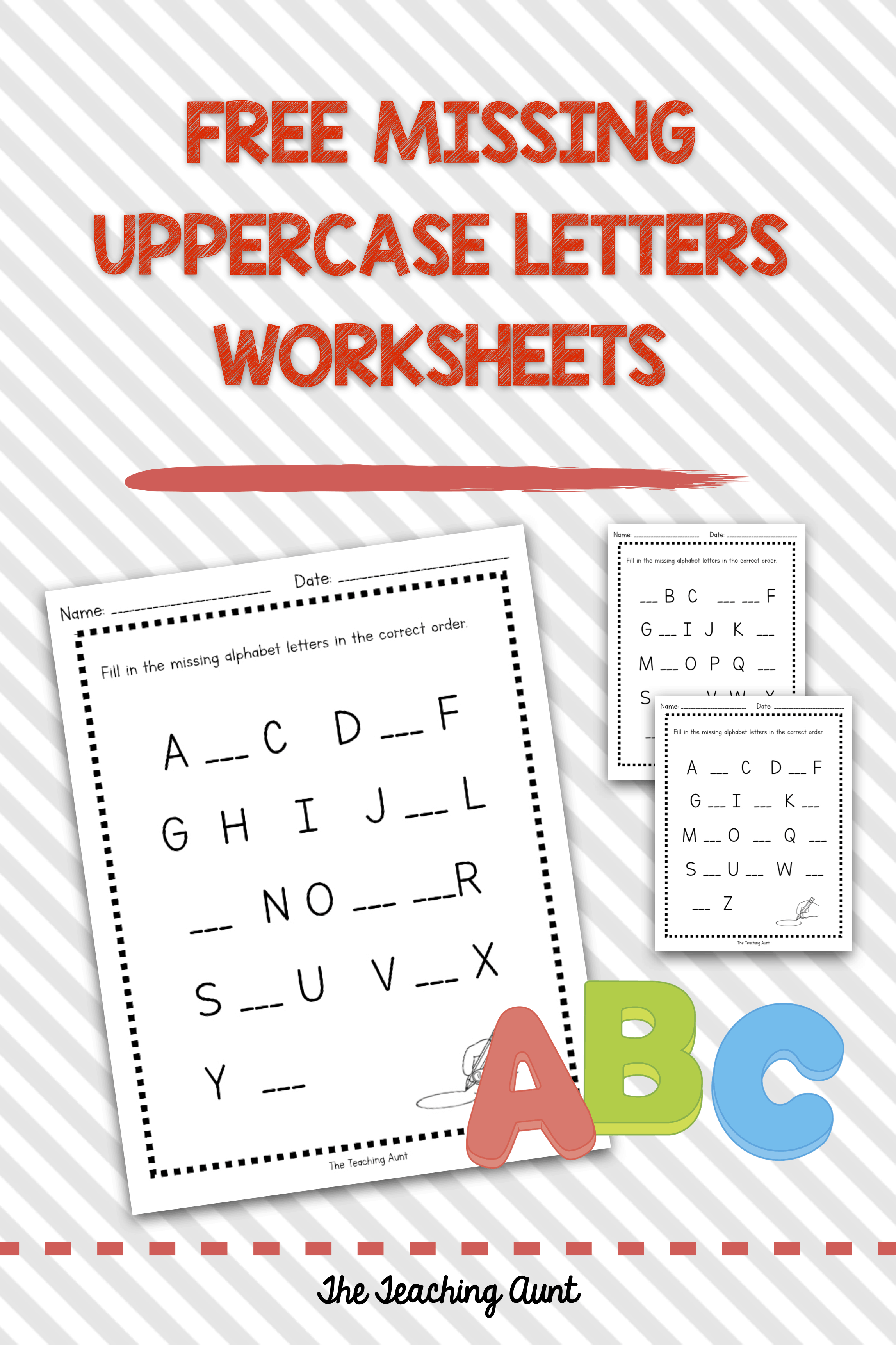Missing uppercase letters worksheets