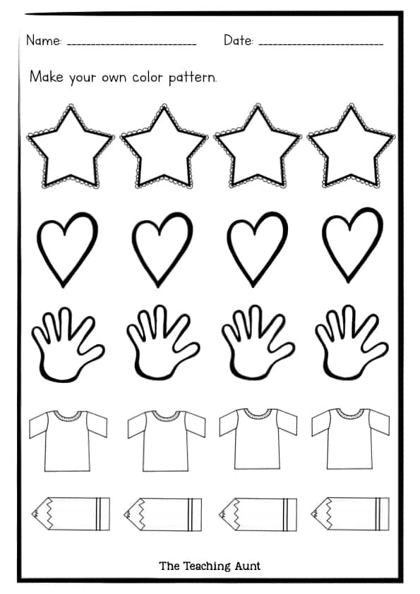 Free Colors and Patterns Worksheets