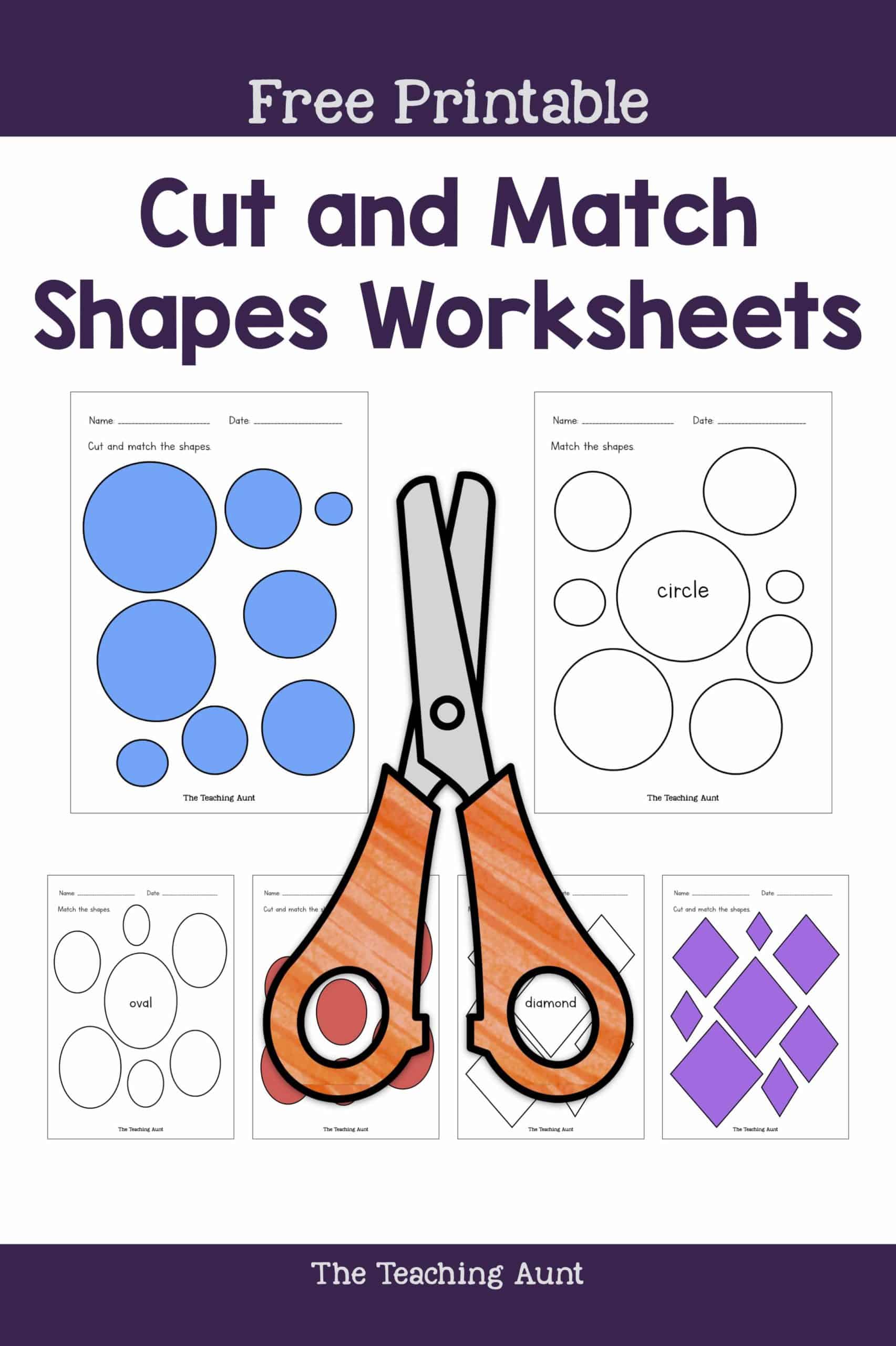 Cut and Match Shapes Worksheets Free Printable