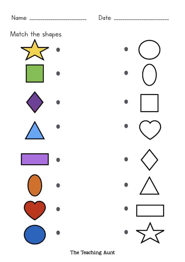 Matching Shapes Worksheets The Teaching Aunt