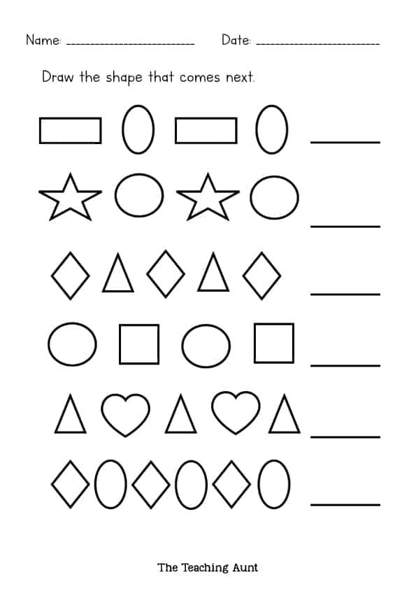Shapes and Patterns Worksheets
