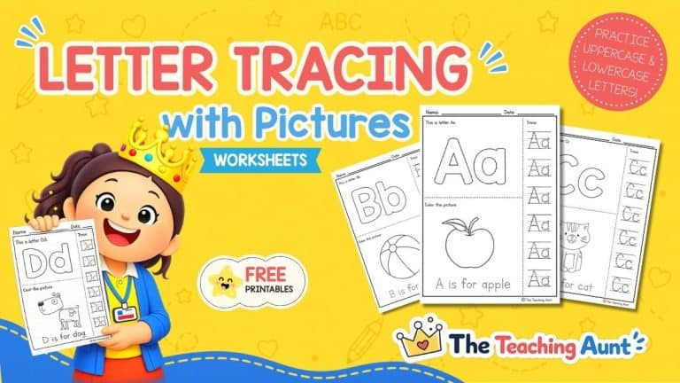 Free letter tracing worksheets with pictures for preschool and kindergarten