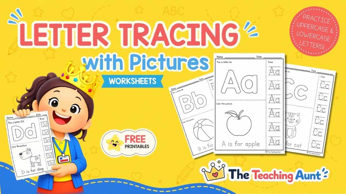 Free letter tracing worksheets with pictures for preschool and kindergarten