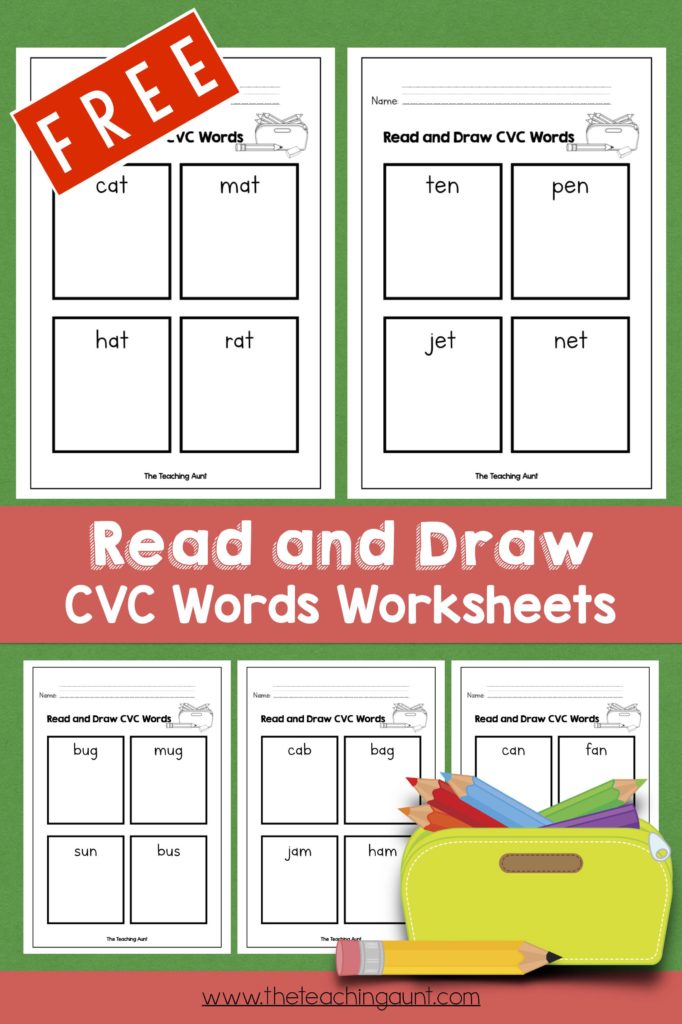Read and Draw CVC Words Worksheets