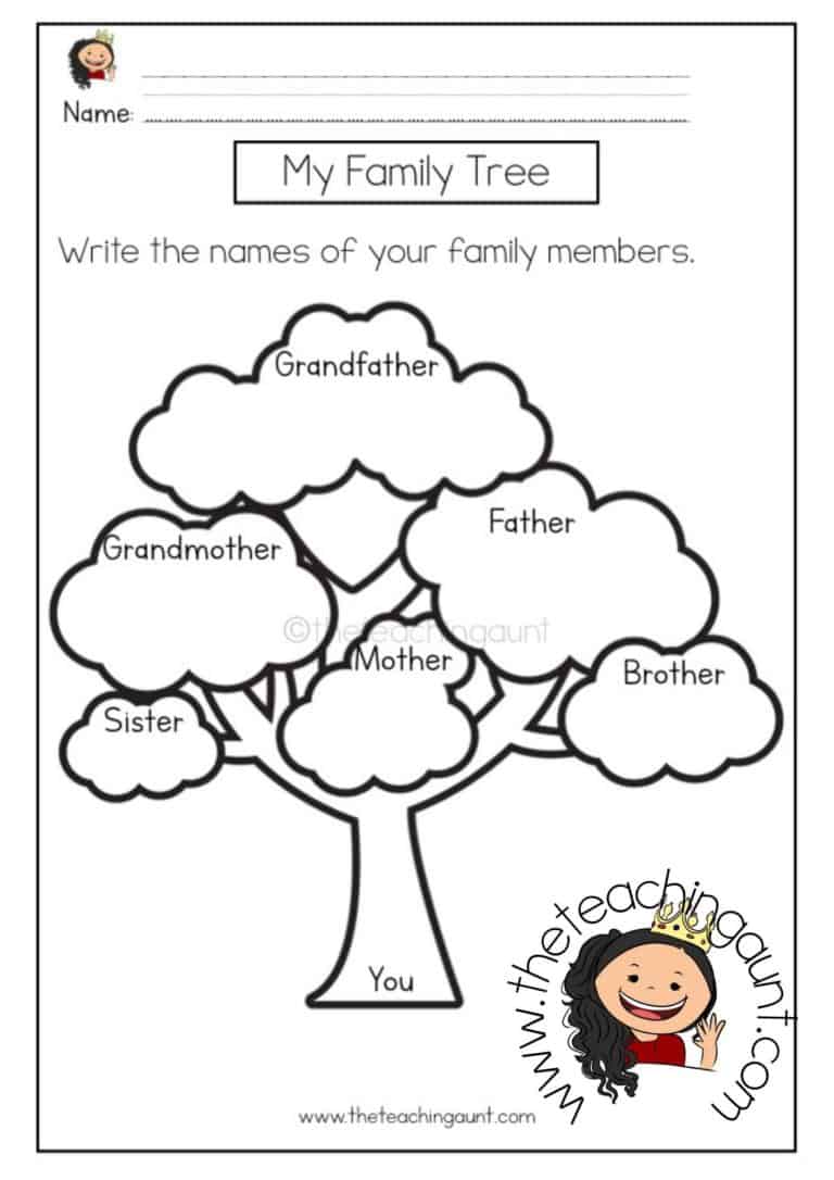 Free Family Members Worksheets for Preschool - The Teaching Aunt