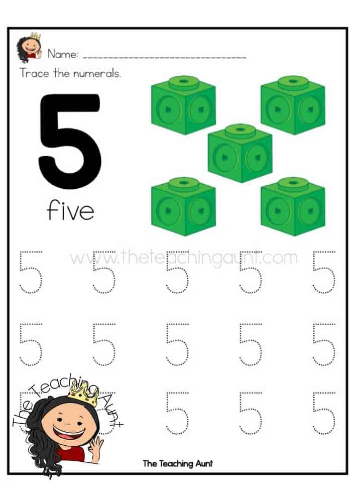 Free Writing Numbers 1-20 Worksheets PDF from The Teaching Aunt