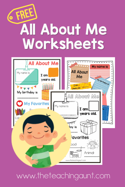All About Me Worksheets Free Printable from The Teaching Aunt