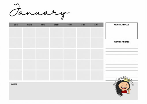 January Blank Calendar Template Free Printable