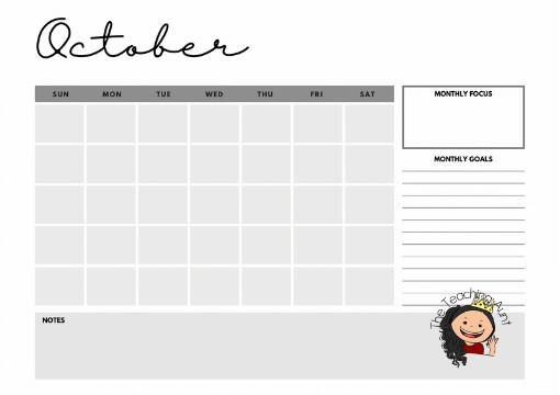 October Blank Calendar Template Free Printable