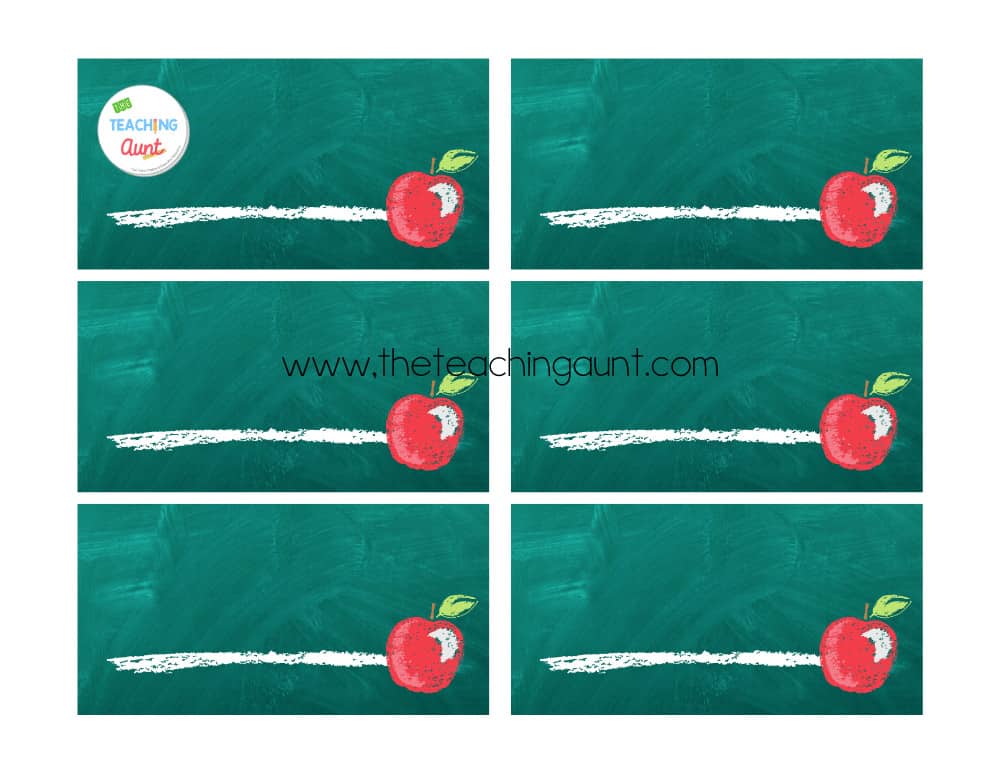 name labels for school supplies PDF board and apple