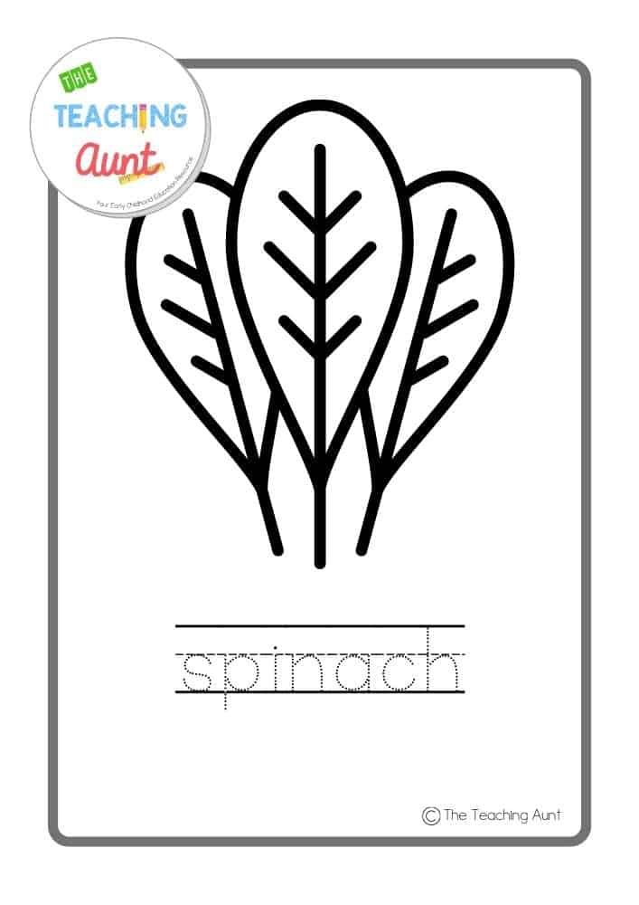 spinach vegetable coloring pages