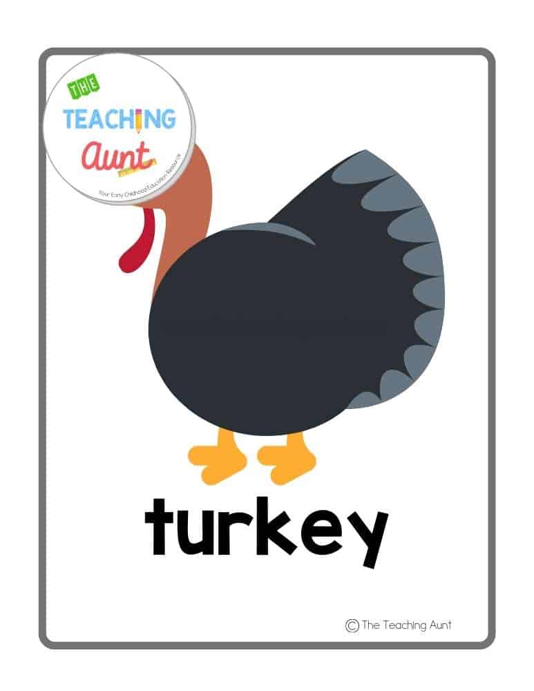 turkey farm animals flashcards pdf