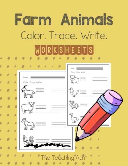 Farm Animals Tracing Worksheets PDF
