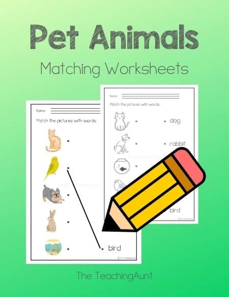 Free Pet Animals Matching Worksheets