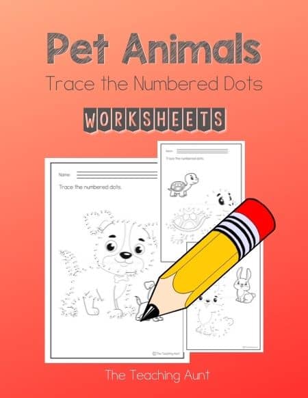 Free Pet Animals Trace the Numbered Worksheets PDF