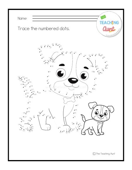 dog Pet Animals Trace the Numbered Worksheets PDF