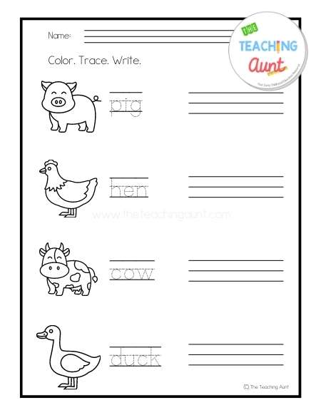 Farm Animals Tracing Worksheets - The Teaching Aunt