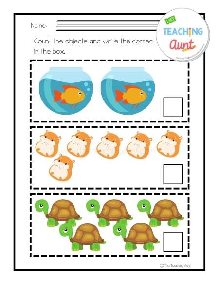 Page 1 Free Pet Animals Counting Worksheets PDF
