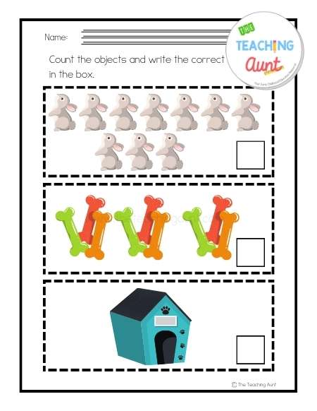 Page 2 Free Pet Animals Counting Worksheets PDF