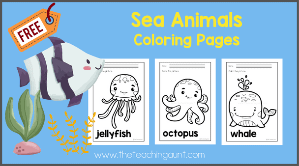 Sea Animals Coloring Pages - The Teaching Aunt