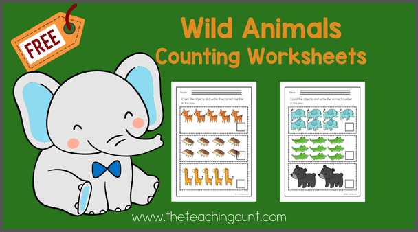 free wild animals counting worksheets