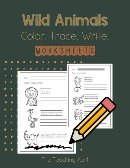 Wild Animals Tracing Worksheets - The Teaching Aunt