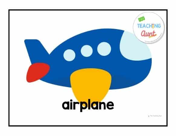 airplane transportation flashcards