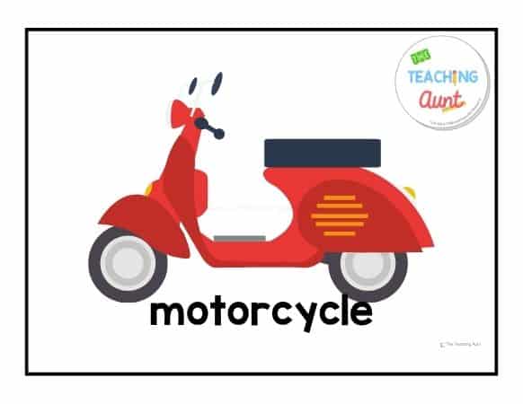 motorcycle transportation flashcards
