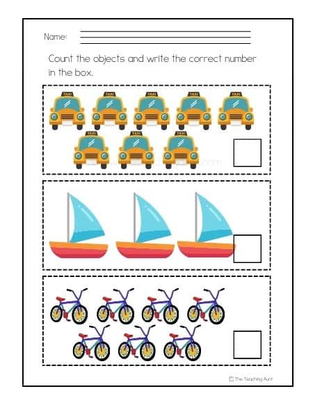 page 2 transportation counting worksheets pdf