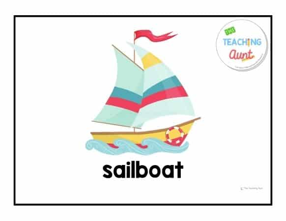 sailboat transportation flashcards