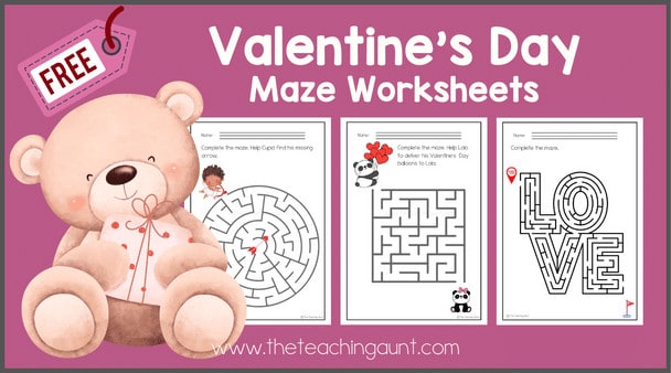 Valentine's Day Maze Worksheets