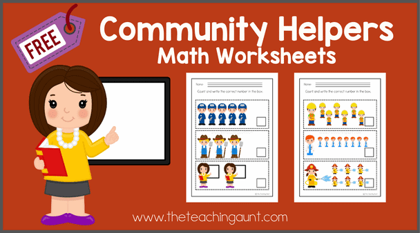 free community helpers counting worksheets