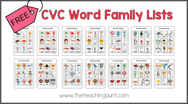 Free cvc word family lists
