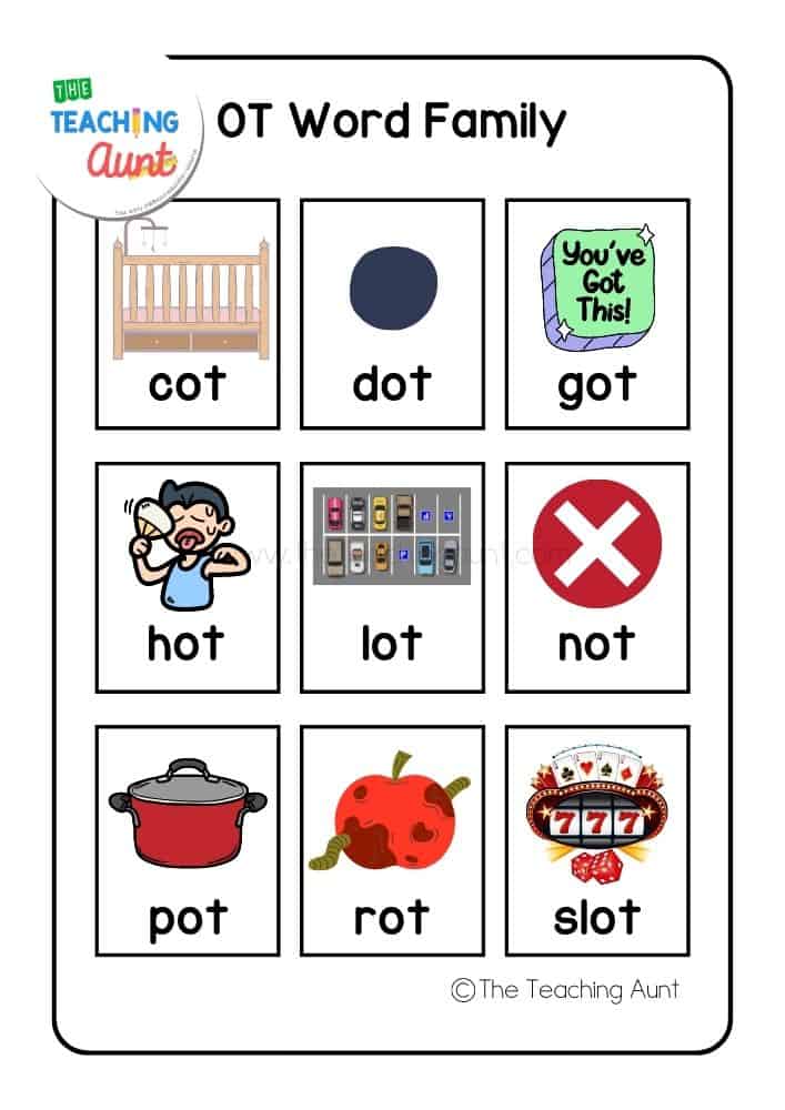OT word family list with pictures