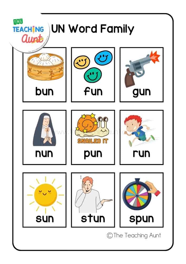 UN word family list with pictures