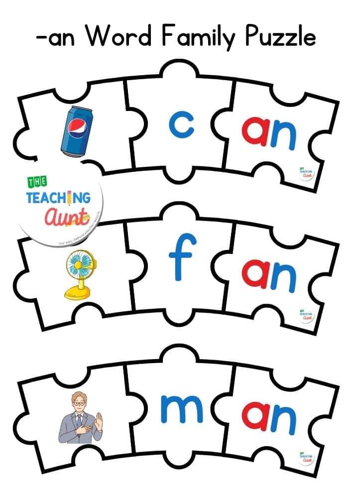 AN word family worksheets puzzle 1