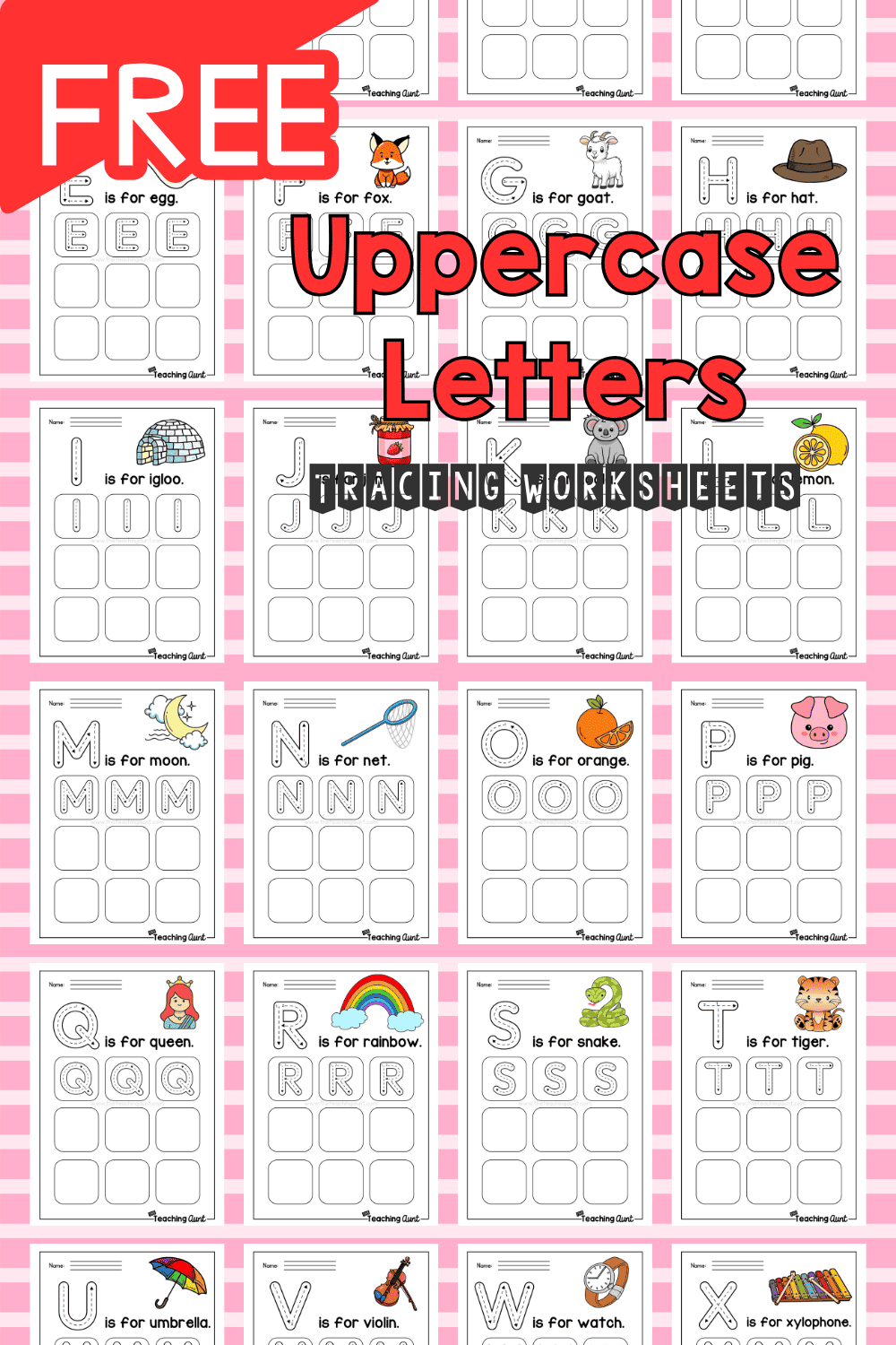Uppercase letters tracing worksheets free printable