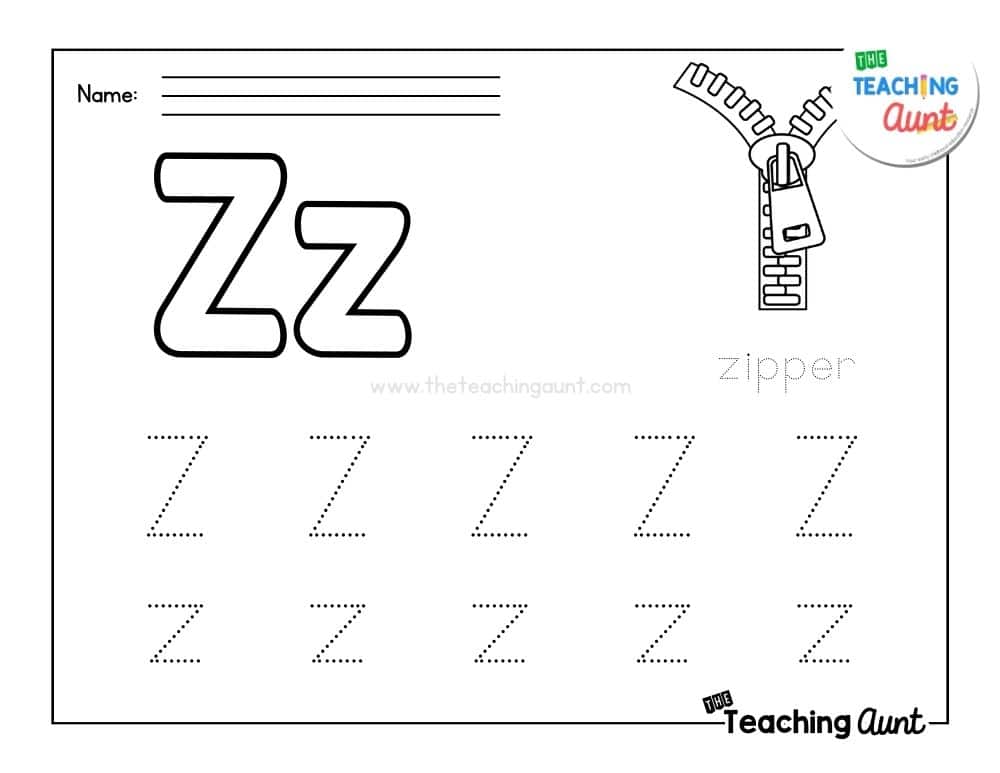 Zz Tracing Worksheet
