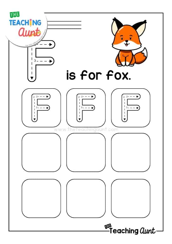 uppercase F tracing worksheet