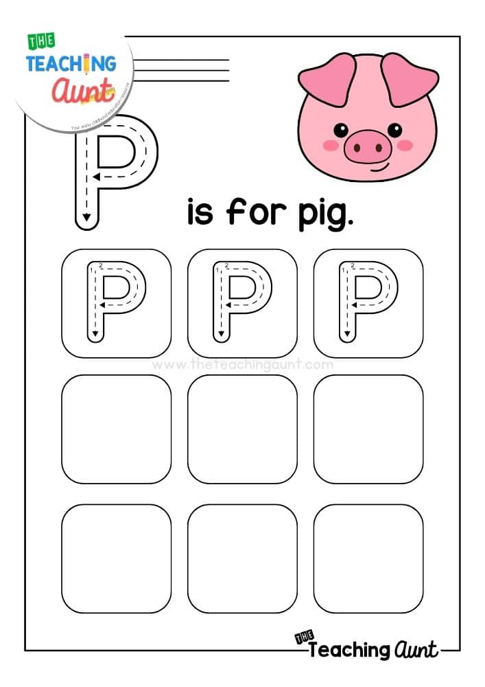 uppercase P tracing worksheet