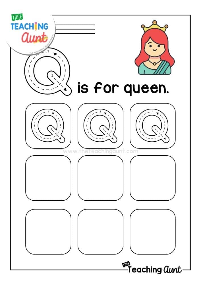 uppercase Q tracing worksheet