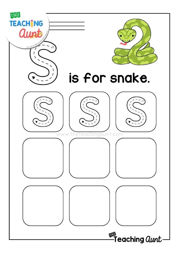 uppercase S tracing worksheet