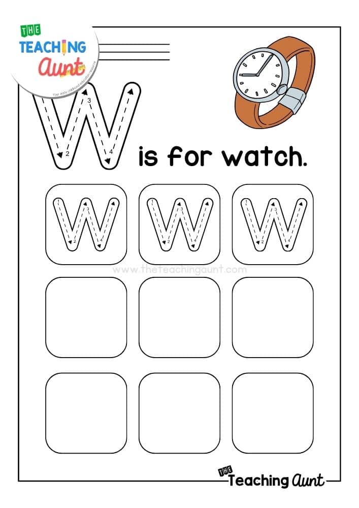 uppercase W tracing worksheet