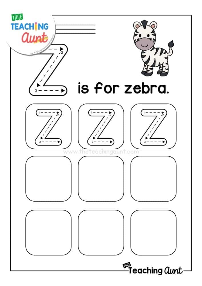 uppercase Z tracing worksheet