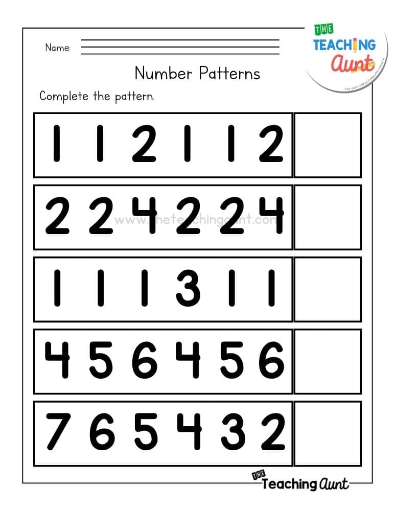 Pattern Worksheets - The Teaching Aunt