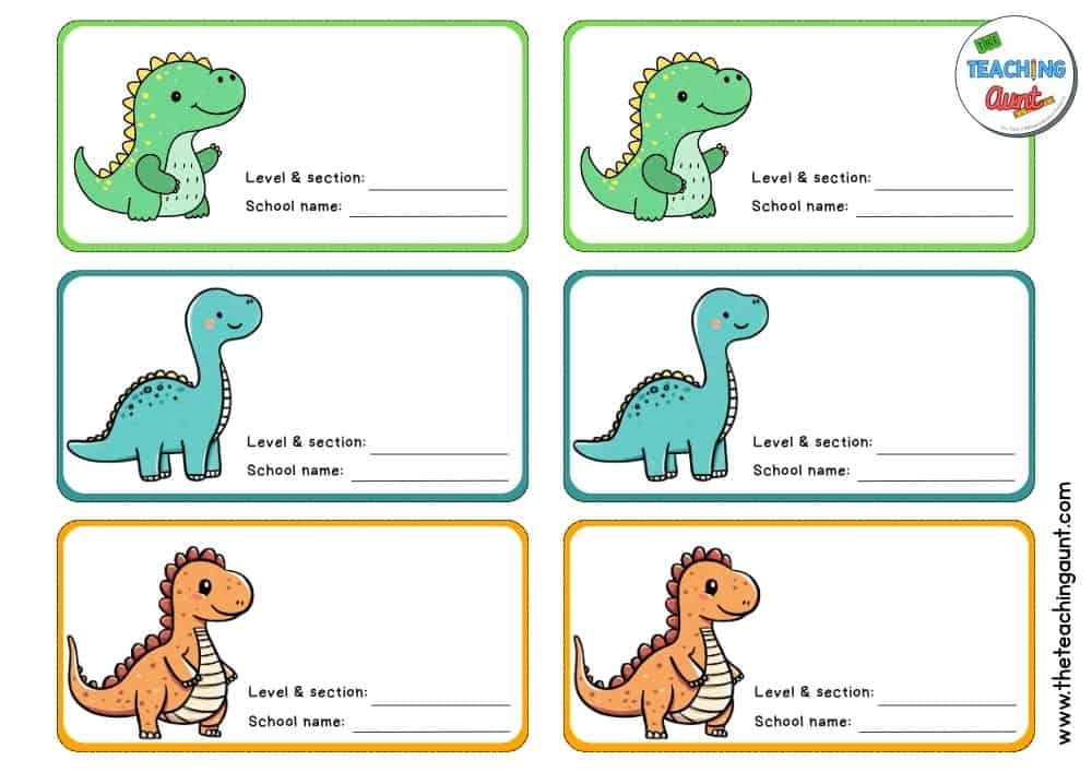 dinosaur school labels